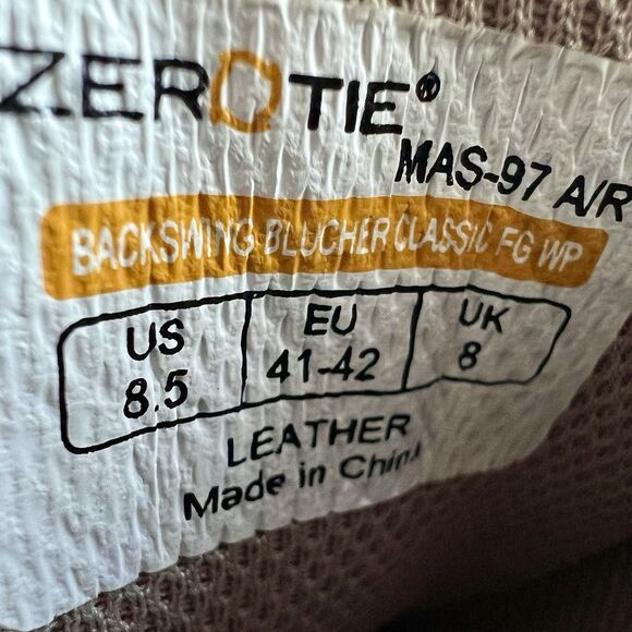 ZeroTie Backswing Blucher FG WR Brown Leather Golf Shoe Men 8.5 Hands Free - Picture 12 of 16